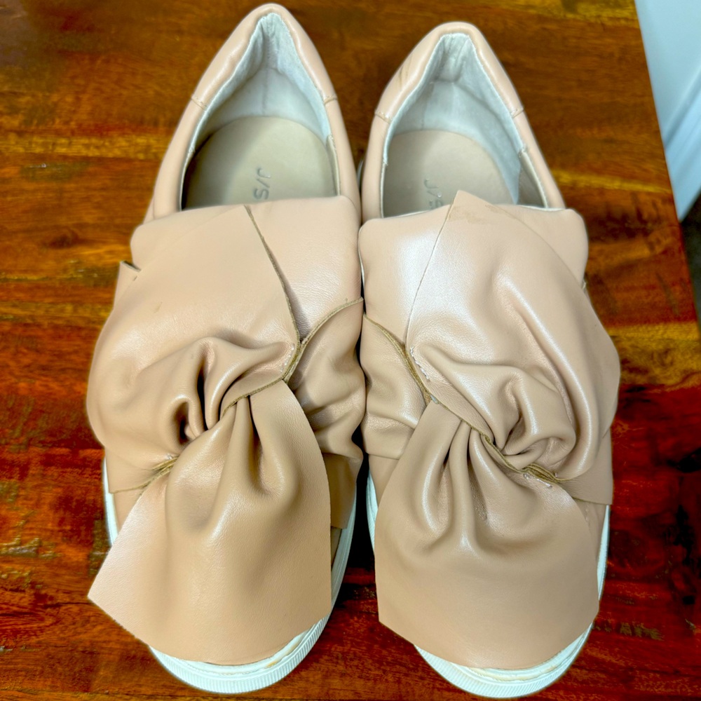 Womens Nude Bow Slip-On Sneakers